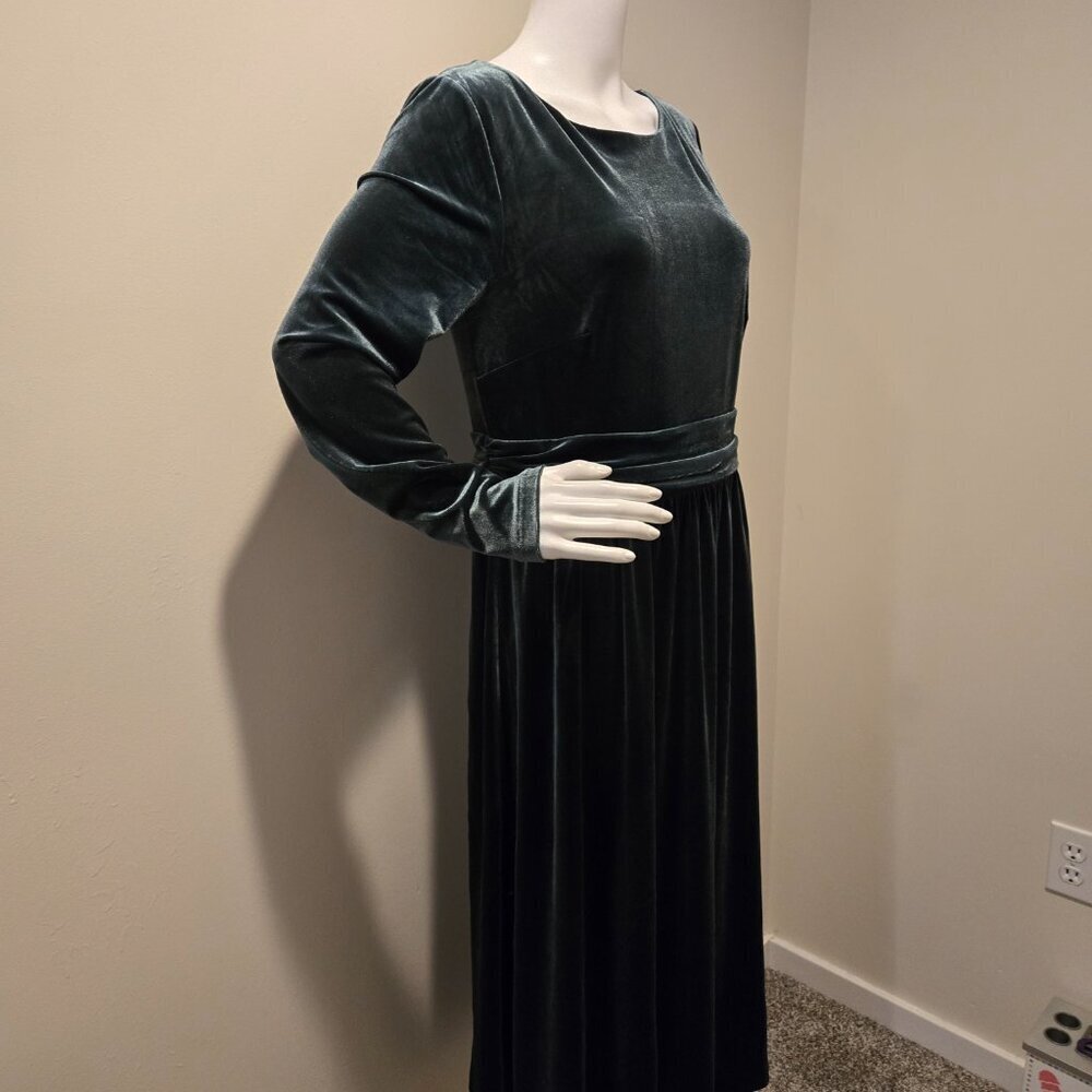 NWT Boden Abigail Velvet Long Sleeved Dress Dark Green 10 - Picture 5 of 6